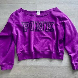 Ladies Victorias Secret Pink Off Shoulder Comfy Sweatshirt Purple Top XL